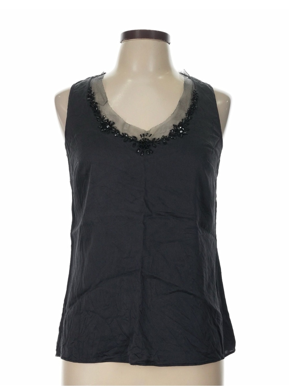 MaxMara Black Beaded V-Neck Camisole